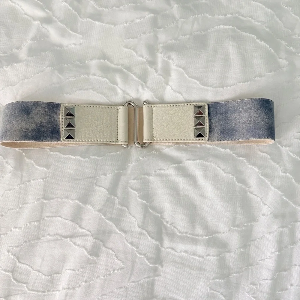 Vintage 90s HYDE Collection Studded Elastic Waist Belt Size S Made in USA